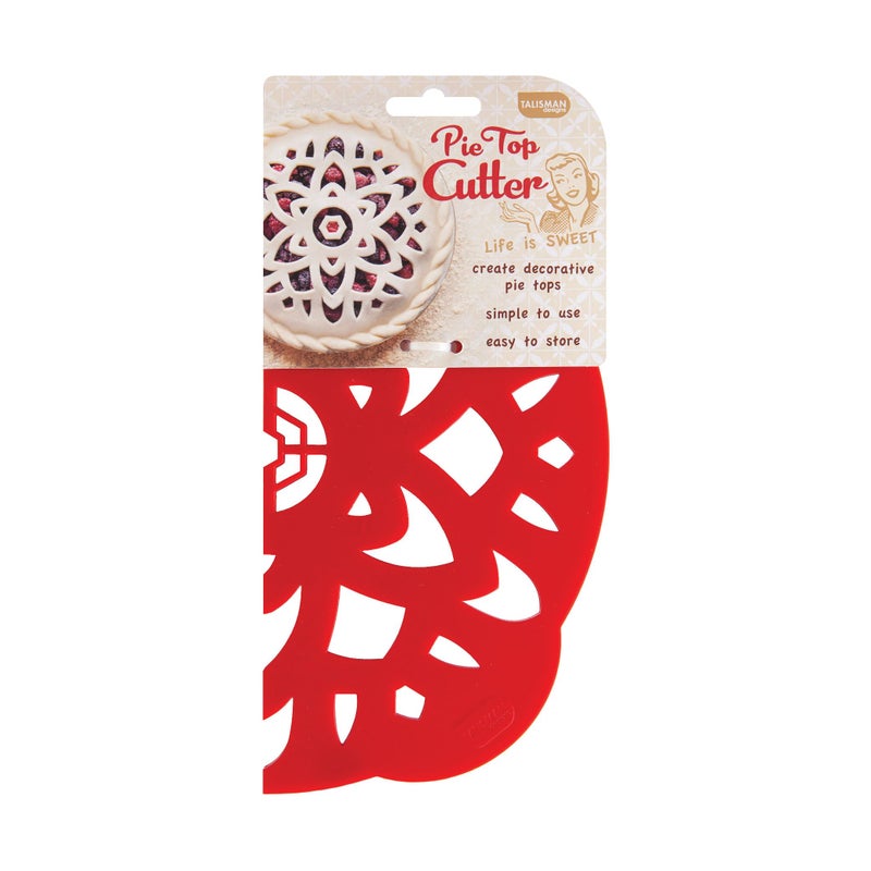 Talisman Designs Pie Top Cutter | 10-Inch | Red | Pie Crust Cutter | Pie Decorating Tools | Pie Pastry Baking Accessories | Stencil Crust Cutout - Image 1